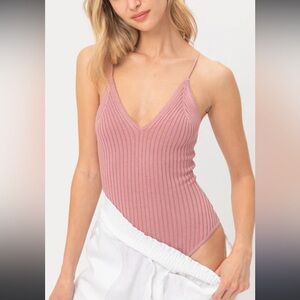 New Love Tree Ribbed bodysuit Dusty Pink Small top